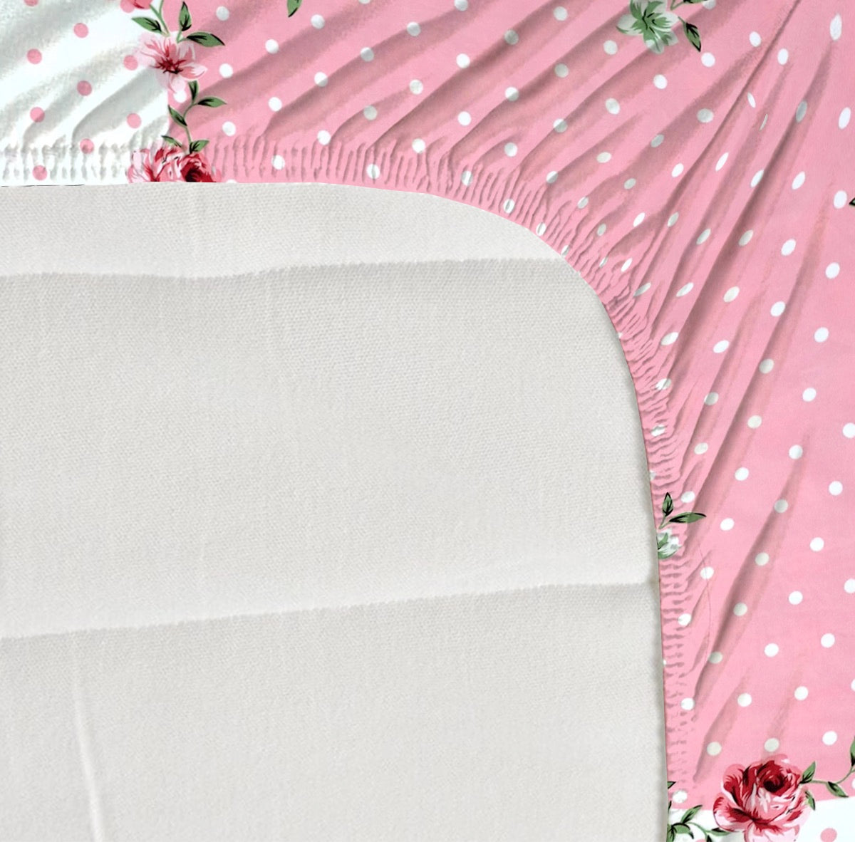 Super Soft Glace Cotton All Round Elastic Fitted Double Bed Bedsheet with 2 Pillow Covers-72x78x8