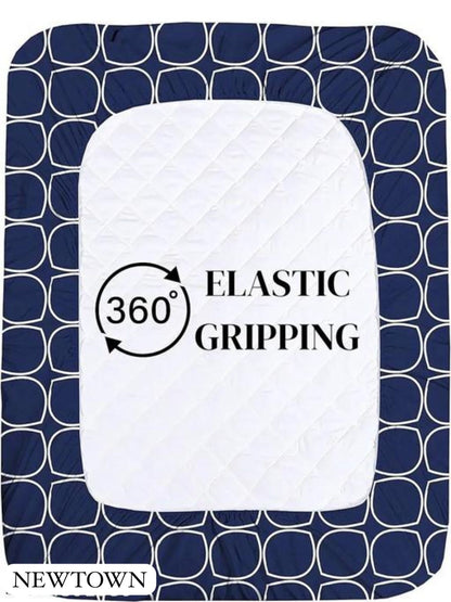 Super Soft Glace Cotton All Round Elastic Fitted Double Bed Bedsheet with 2 Pillow Covers-72x78x8