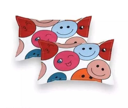 Super Soft Glace Cotton All Round Elastic Fitted Double Bed Bedsheet with 2 Pillow Covers-72x78x8