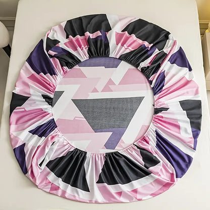 Soft & Hypoallergenic Geometric Print Bedding Set - Includes 1 Fitted Sheet and 2 Pillowcases, Breathable Polyester, Perfect for All Seasons - Ideal for Bedroom, Guest Room, or Dorm, Bed Accessories