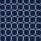 Pattern of white outlined shapes on a blue background