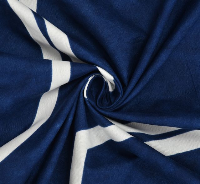 Close-up of blue and white striped fabric