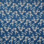 Floral pattern with white leaves on a blue background