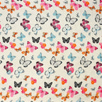 Pattern of colorful butterflies on a light background