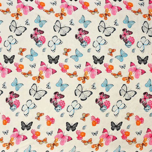 Pattern of colorful butterflies on a light background