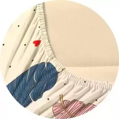 Cotton Floral King Size Elastic Fitted Bedsheet (Cream, 90x100 inches)